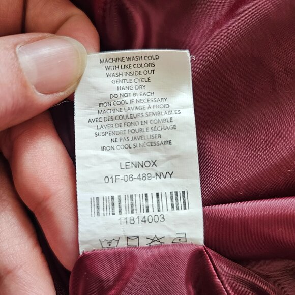 Five Four Lennox Lightweight Zip Up Jacket, L, Navy w/Burgundy Lining - Picture 8 of 8